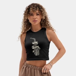 Женская укороченная майка-топ хлопок Mood jazz sax - фото 2