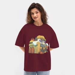 Женская футболка Oversize хлопок texturе Профессор Гарибальди Chicken Gun - фото 2