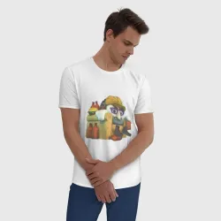 Мужская пижама с белой футболкой хлопок Профессор Гарибальди Chicken Gun - фото 2