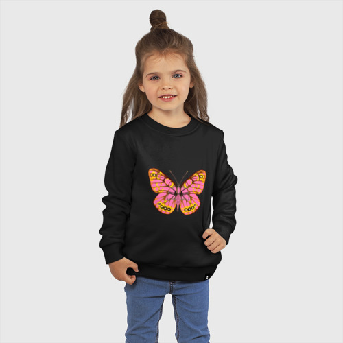 Детский свитшот хлопок с принтом Тропическая бабочка, фото на моделе #1