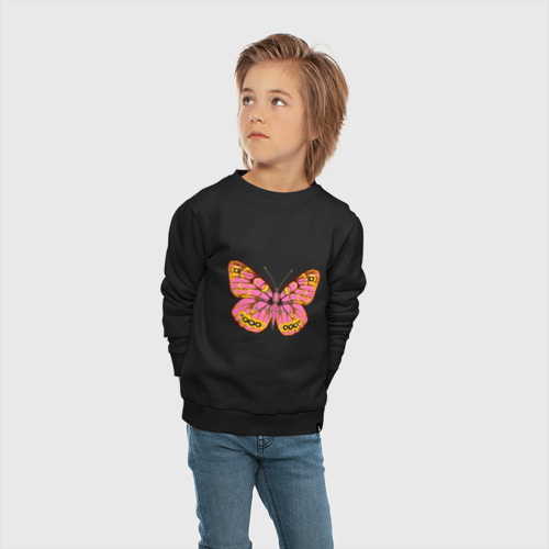 Детский свитшот хлопок с принтом Тропическая бабочка, вид сбоку #3