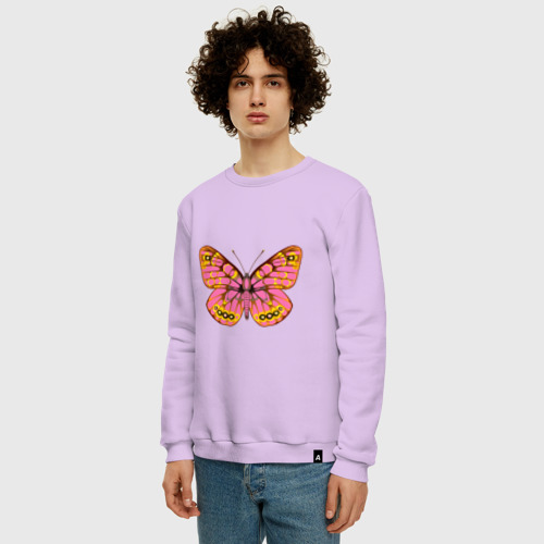 Мужской свитшот хлопок Тропическая бабочка, цвет лаванда - фото 3