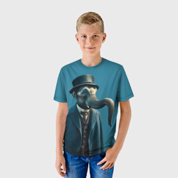 Детская футболка 3D Слон джентельмен в смокинге и шляпе - фото 2