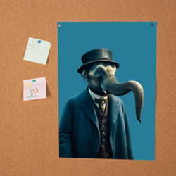 Постер Слон джентельмен в смокинге и шляпе - фото 2