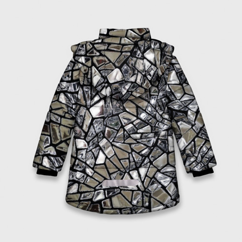 Зимняя куртка для девочек 3D Зеркальные осколки - паттерн, цвет черный - фото 2