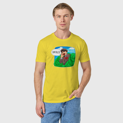 Мужская футболка хлопок Ленин - капиталист, цвет желтый - фото 3