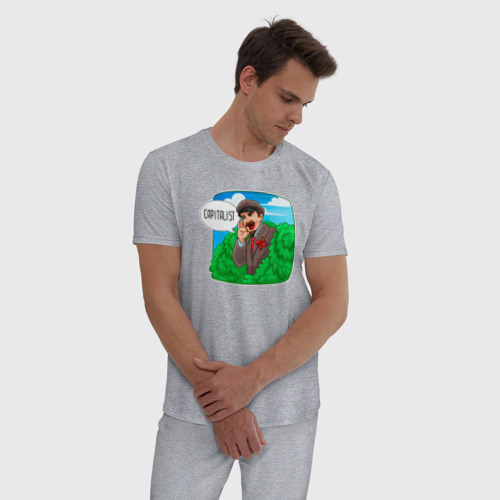 Мужская пижама хлопок Ленин - капиталист, цвет меланж - фото 3