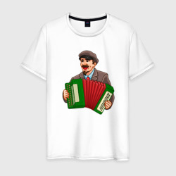 Мужская футболка хлопок Ленин на баяне
