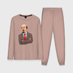 Мужская пижама с лонгсливом хлопок Ленин закатывает глаза