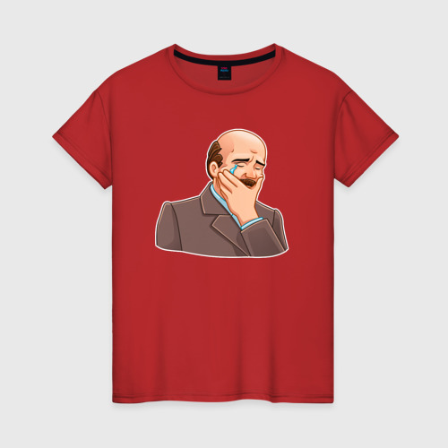 Женская футболка хлопок Ленин плачет, цвет красный