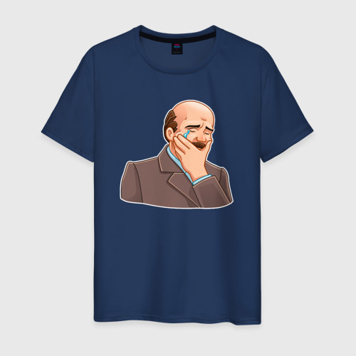 Мужская футболка хлопок с принтом Ленин плачет, вид спереди #2