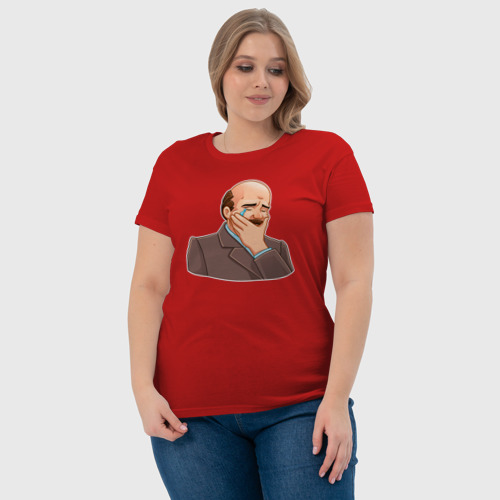 Женская футболка хлопок Ленин плачет, цвет красный - фото 6