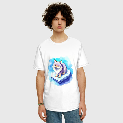 Мужская футболка хлопок Oversize Пушистый волчонок, цвет белый - фото 3