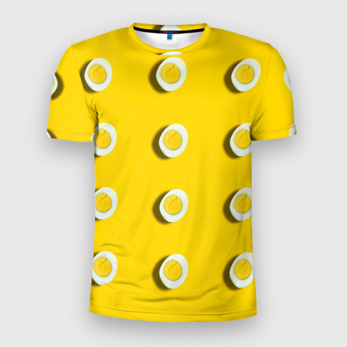Мужская футболка 3D Slim с принтом Вареное яйцо, вид спереди #2