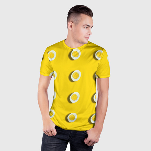 Мужская футболка 3D Slim с принтом Вареное яйцо, фото на моделе #1