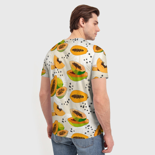 Мужская футболка 3D с принтом Папайа, вид сзади #2