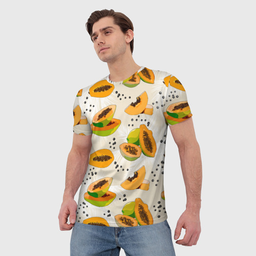 Мужская футболка 3D с принтом Папайа, фото на моделе #1