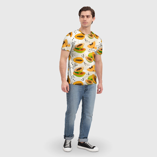 Мужская футболка 3D с принтом Папайа, вид сбоку #3