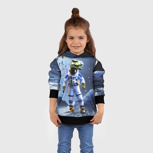 Детская толстовка 3D Тираннозавр-космонавт, цвет черный - фото 4