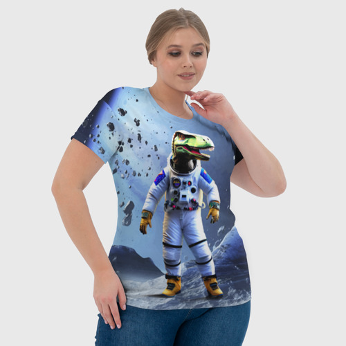 Женская футболка 3D Тираннозавр-космонавт, цвет 3D печать - фото 6