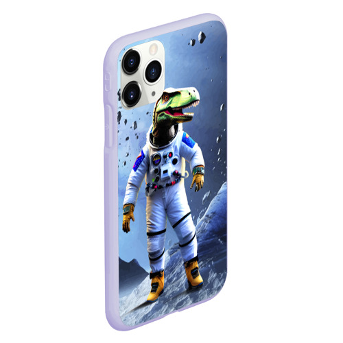 Чехол для iPhone 11 Pro матовый Тираннозавр-космонавт, цвет светло-сиреневый - фото 3