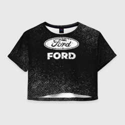 Женская футболка Crop-top 3D Ford с потертостями на темном фоне