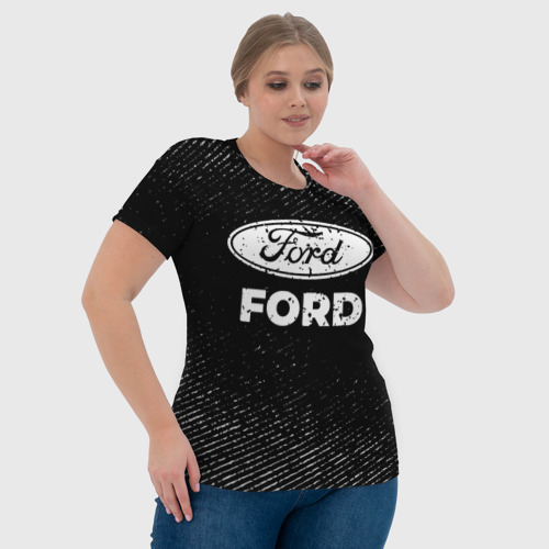 Женская футболка 3D Ford с потертостями на темном фоне, цвет 3D печать - фото 6