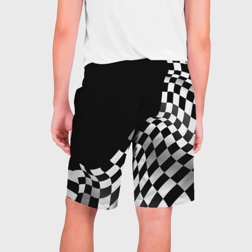 Мужские шорты 3D с принтом Jeep racing flag, вид сзади #1