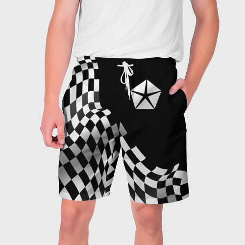 Мужские шорты 3D с принтом Jeep racing flag, вид спереди #2
