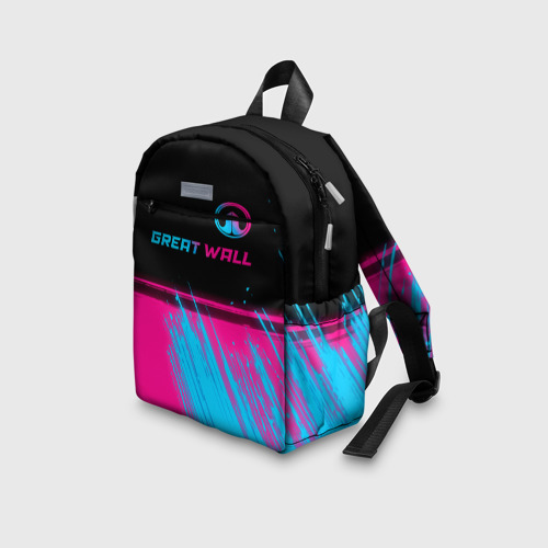 Детский рюкзак 3D с принтом Great Wall - neon gradient: символ сверху, вид сбоку #3
