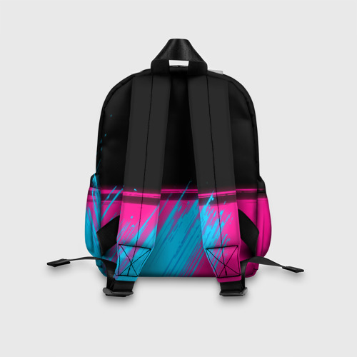 Детский рюкзак 3D с принтом Great Wall - neon gradient: символ сверху, вид сзади #2