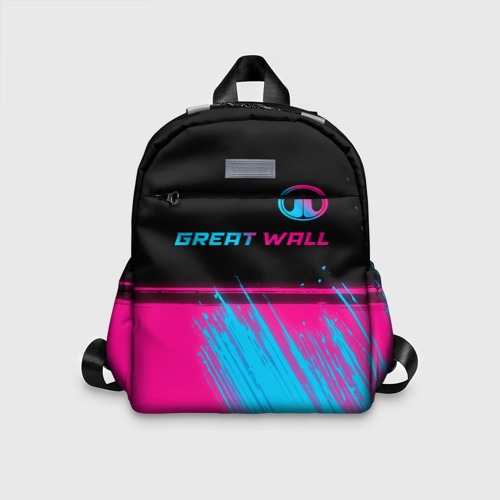 Детский рюкзак 3D с принтом Great Wall - neon gradient: символ сверху, вид спереди #2