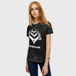 Женская футболка 3D Warframe с потертостями на темном фоне - фото 2