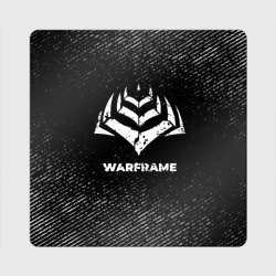 Магнит виниловый Квадрат Warframe с потертостями на темном фоне