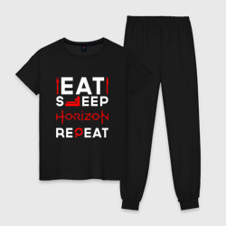 Женская пижама хлопок Надпись eat sleep Horizon repeat