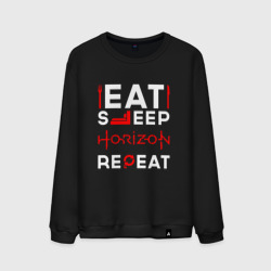 Мужской свитшот хлопок Надпись eat sleep Horizon repeat