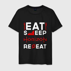 Мужская футболка хлопок Надпись eat sleep Horizon repeat