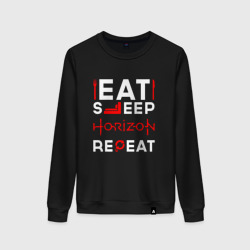 Женский свитшот хлопок Надпись eat sleep Horizon repeat