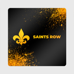 Магнит виниловый Квадрат Saints Row - gold gradient: надпись и символ