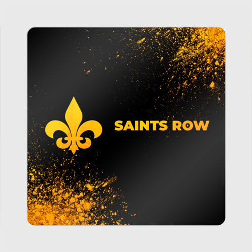 Магнит виниловый Квадрат Saints Row - gold gradient: надпись и символ