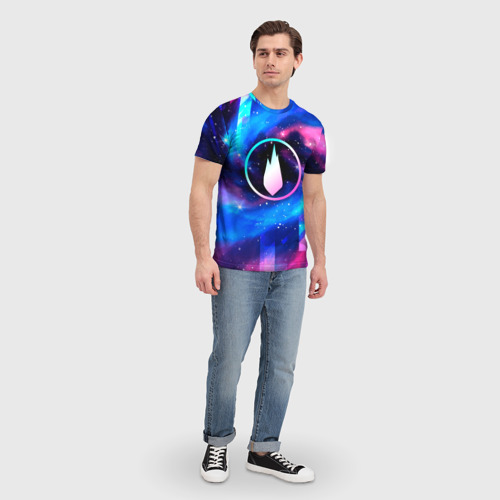 Мужская футболка 3D Thousand Foot Krutch неоновый космос, цвет 3D печать - фото 5