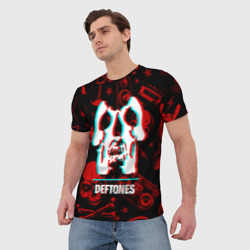 Мужская футболка 3D Deftones rock glitch - фото 2