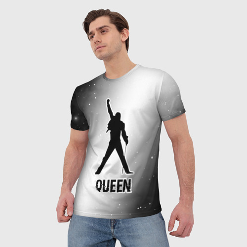 Мужская футболка 3D Queen glitch на светлом фоне, цвет 3D печать - фото 3