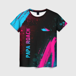 Женская футболка 3D Papa Roach - neon gradient: надпись, символ