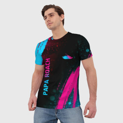 Мужская футболка 3D Papa Roach - neon gradient: надпись, символ - фото 2