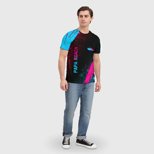 Мужская футболка 3D Papa Roach - neon gradient: надпись, символ, цвет 3D печать - фото 5