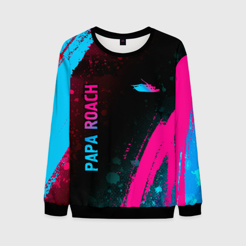Мужской свитшот 3D Papa Roach - neon gradient: надпись, символ, цвет черный