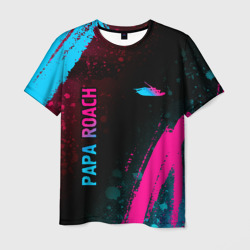 Мужская футболка 3D Papa Roach - neon gradient: надпись, символ