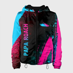 Женская куртка 3D Papa Roach - neon gradient: надпись, символ