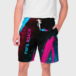 Мужские шорты 3D Papa Roach - neon gradient: надпись, символ